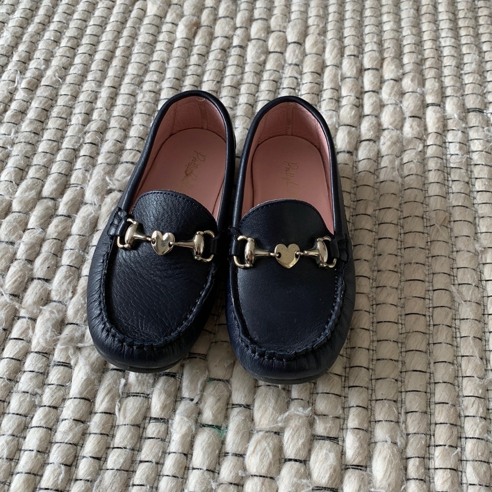 Pretty Ballerina black leather loafers kids size 27/9 US brand new